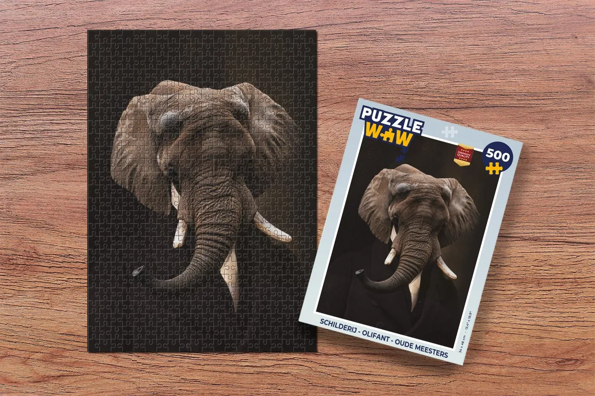 PuzzleWow Olifant Oude Meesters Legpuzzel 500 Stuks - Multicolor