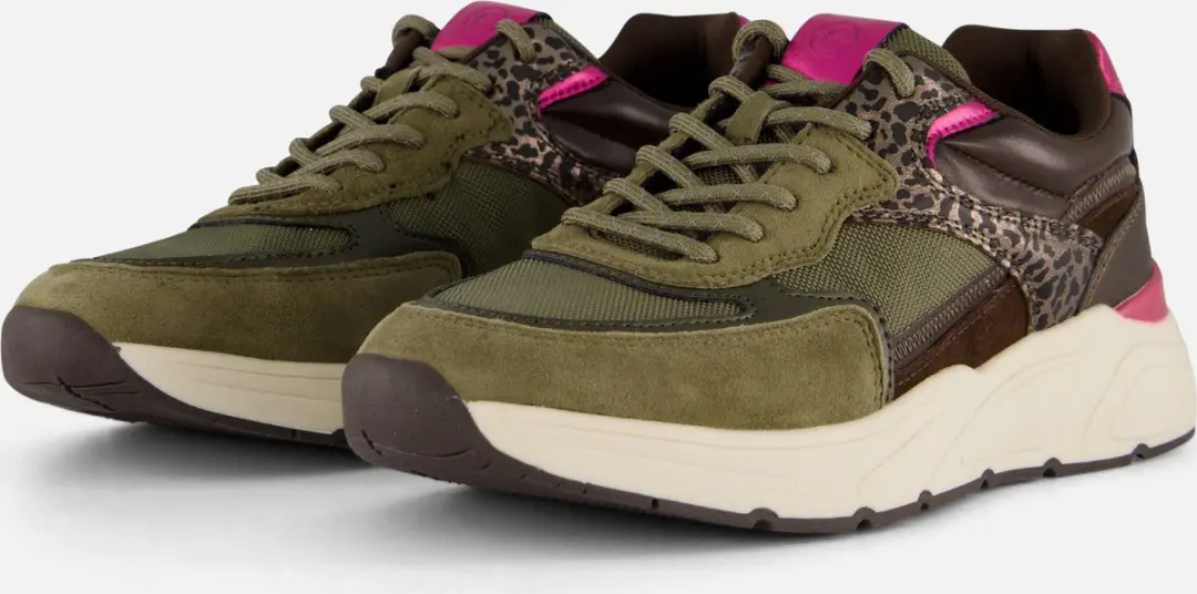 Tamaris Leopard Sneakers groen Textiel