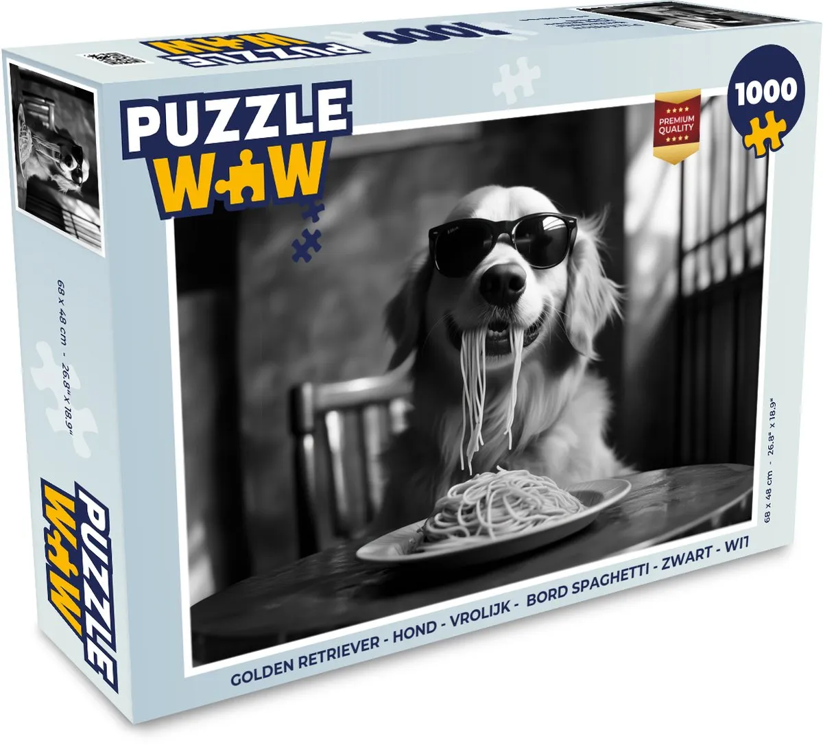 PuzzleWow Golden Retriever Legpuzzel 1000 Stuks - Zwart/Wit