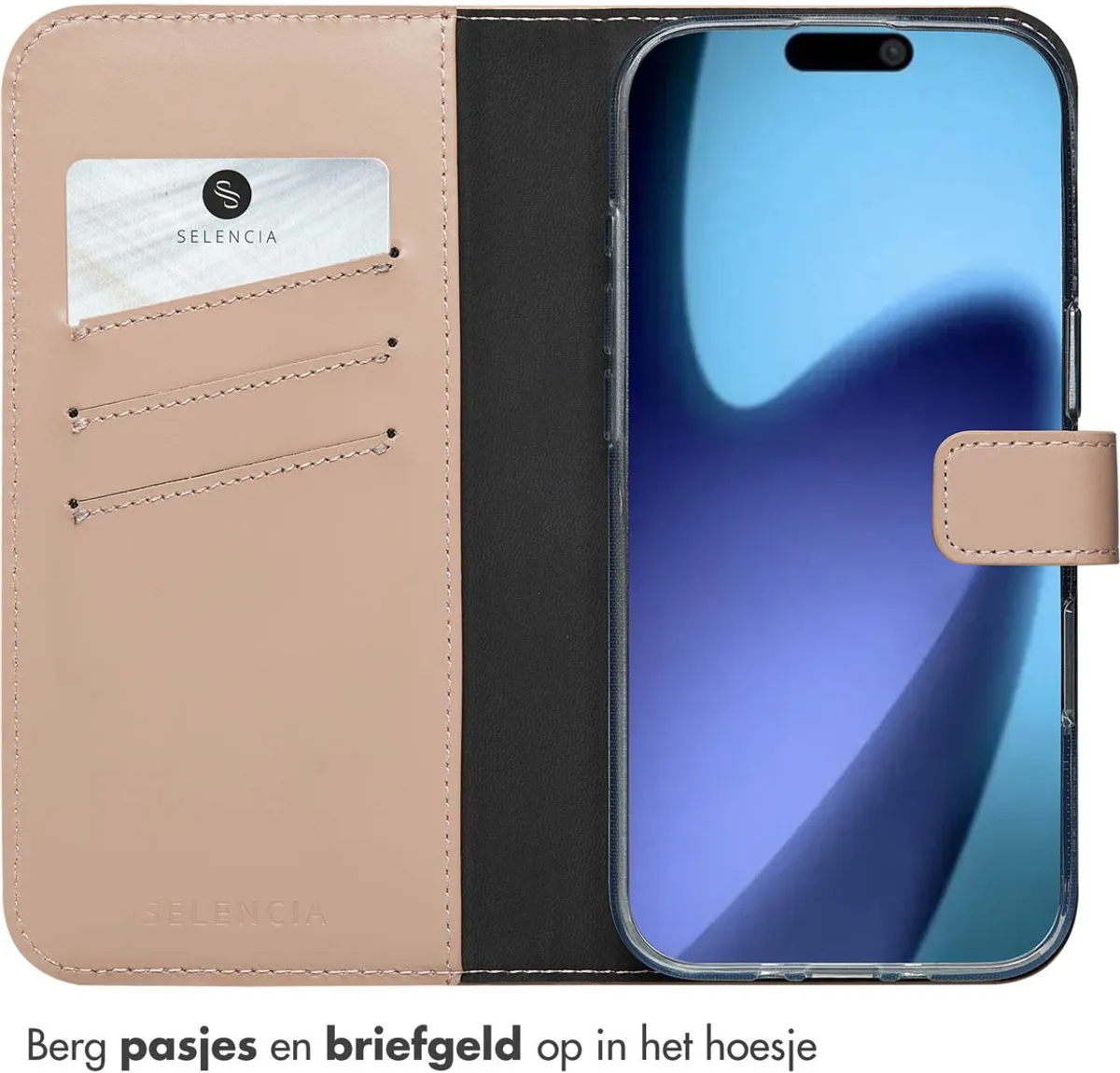 Selencia Hoesje iPhone 17 Air Bookcase - 3 Pasjes - Lichtroze
