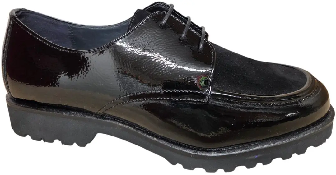 Sioux 41511 749 H Veterschoenen Zwart Lak en Suede Dames