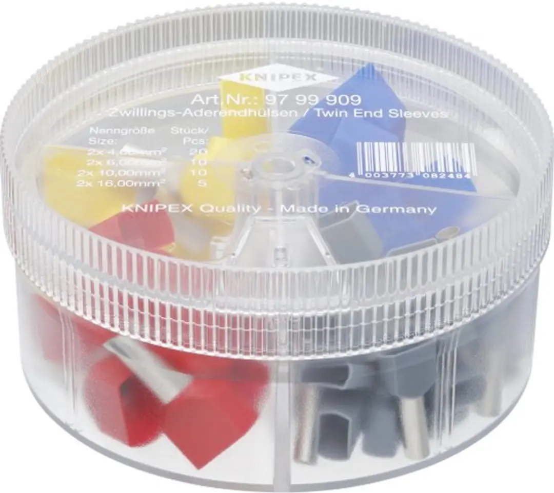 Knipex assortimentsdoos met twin-aderhulzen 2x 4,0 / 2x 6,0 / 2x 10,0 / 2x 16,0