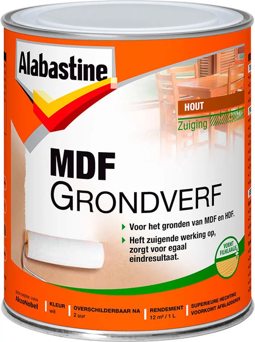 Alabastine MDF Grondverf Wit 500ml - afbeelding 2 van 2