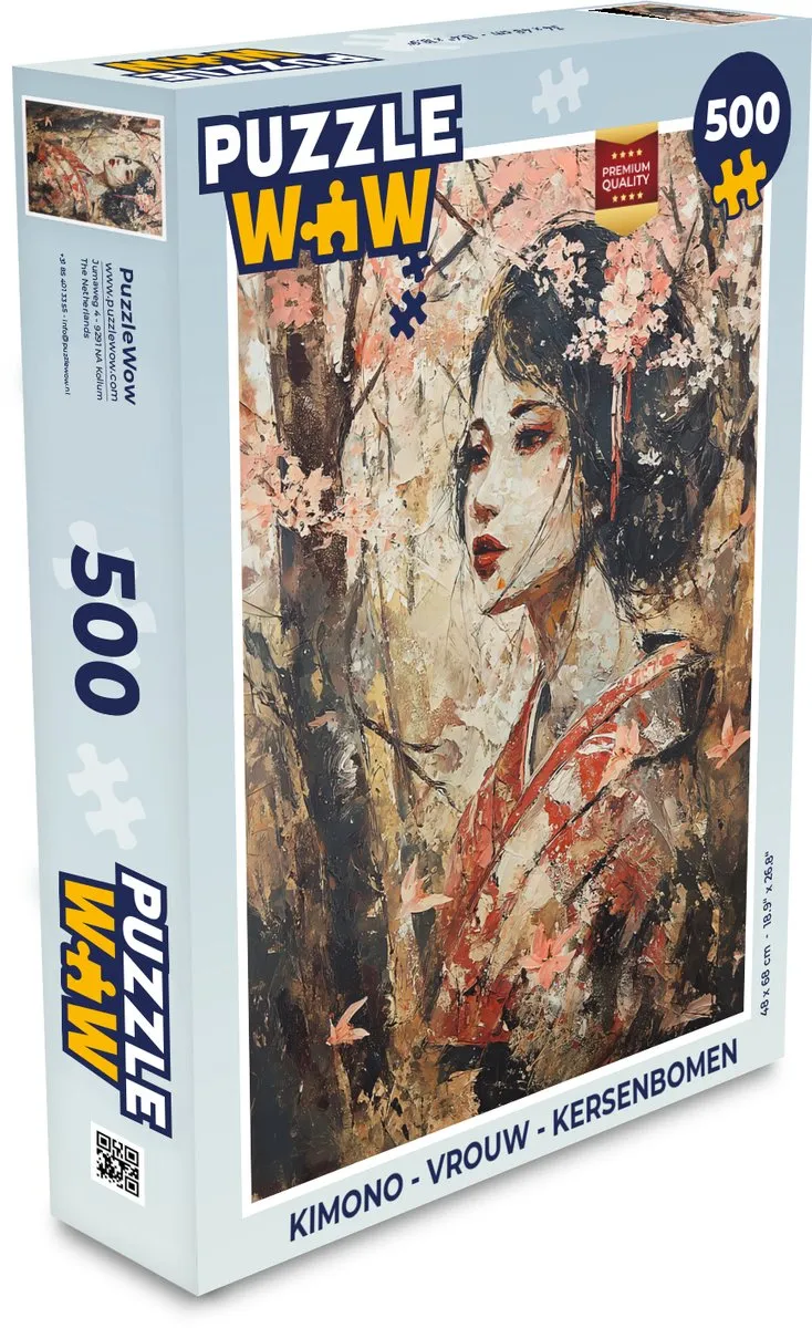 PuzzleWow Kimono Vrouw Kersenbomen Legpuzzel 500 Stukjes