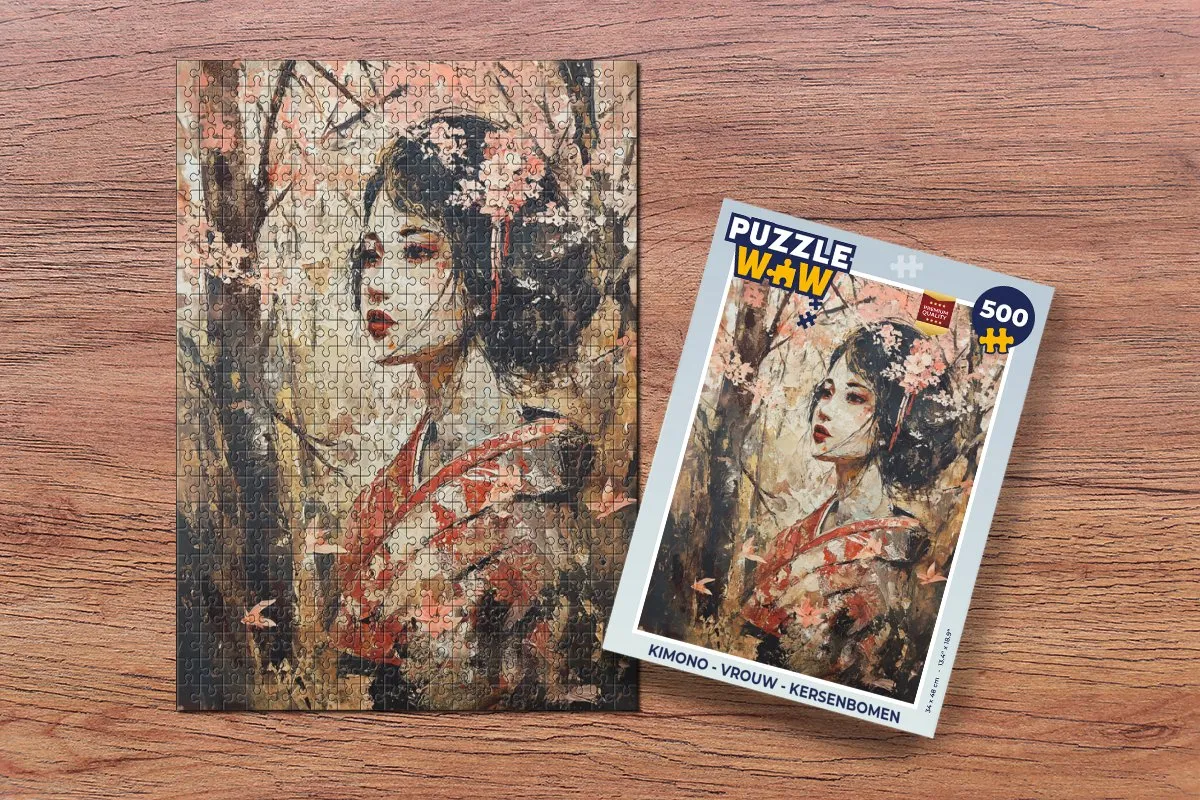 PuzzleWow Kimono Vrouw Kersenbomen Legpuzzel 500 Stukjes