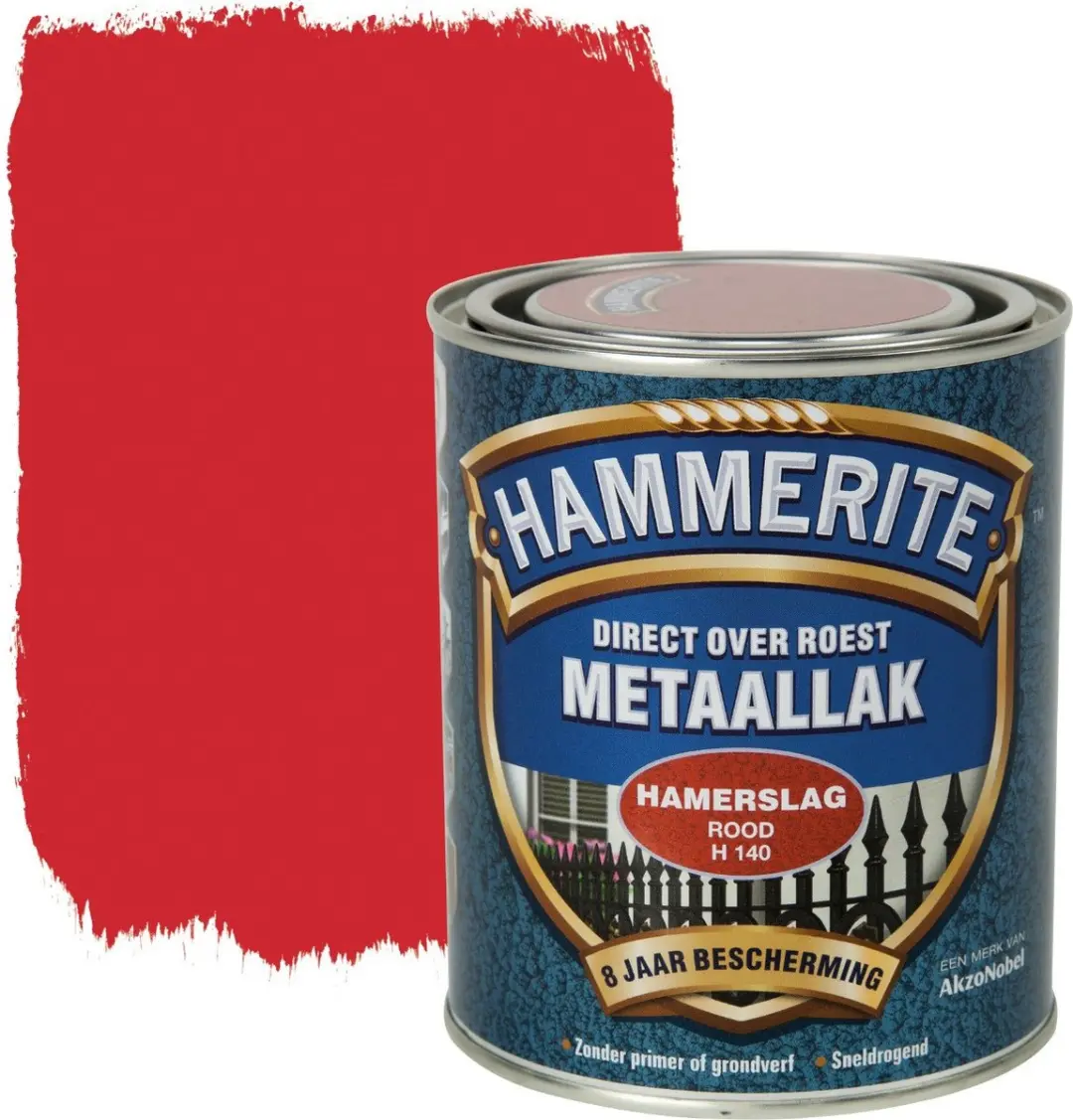 Hammerite Metaallak Hamerslag Rood 250ml