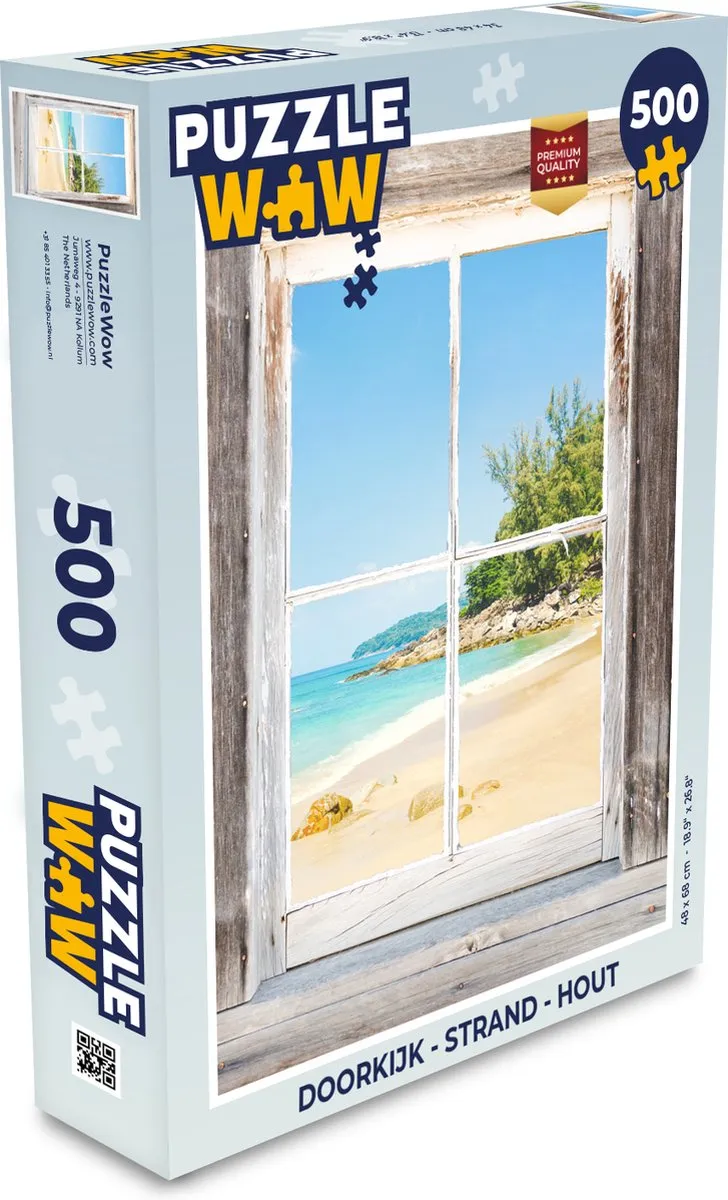 PuzzleWow Doorkijk Strand Legpuzzel 500 Stuks - Multicolor