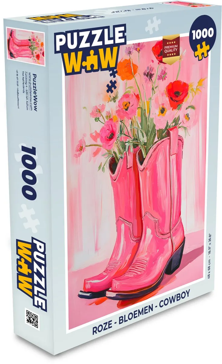 PuzzleWow Roze Bloemen Cowboy Legpuzzel 1000 Stuks