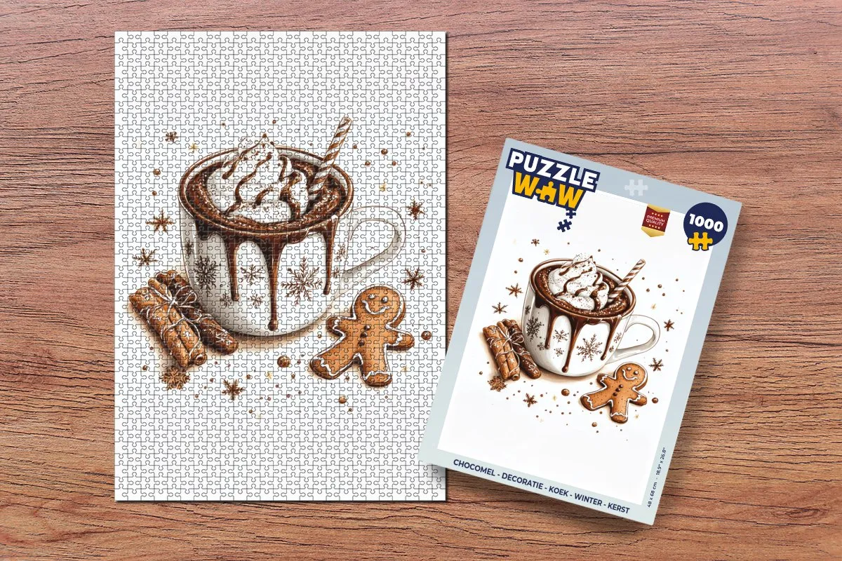 PuzzleWow Chocomel Kerstpuzzel 1000 Stuks - Kerst - Chocolademelk
