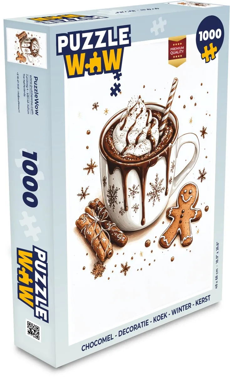 PuzzleWow Chocomel Kerstpuzzel 1000 Stuks - Kerst - Chocolademelk