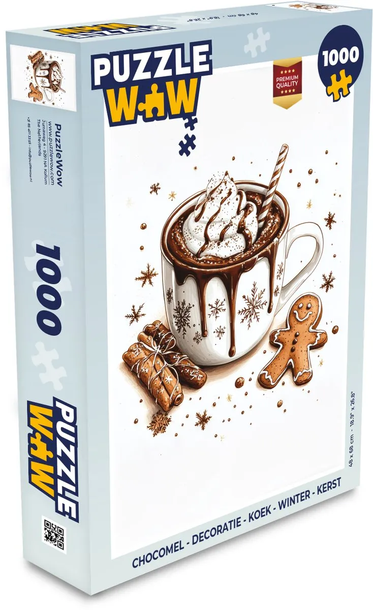 PuzzleWow Chocomel Kerstpuzzel 1000 Stuks - Kerst - Chocolademelk