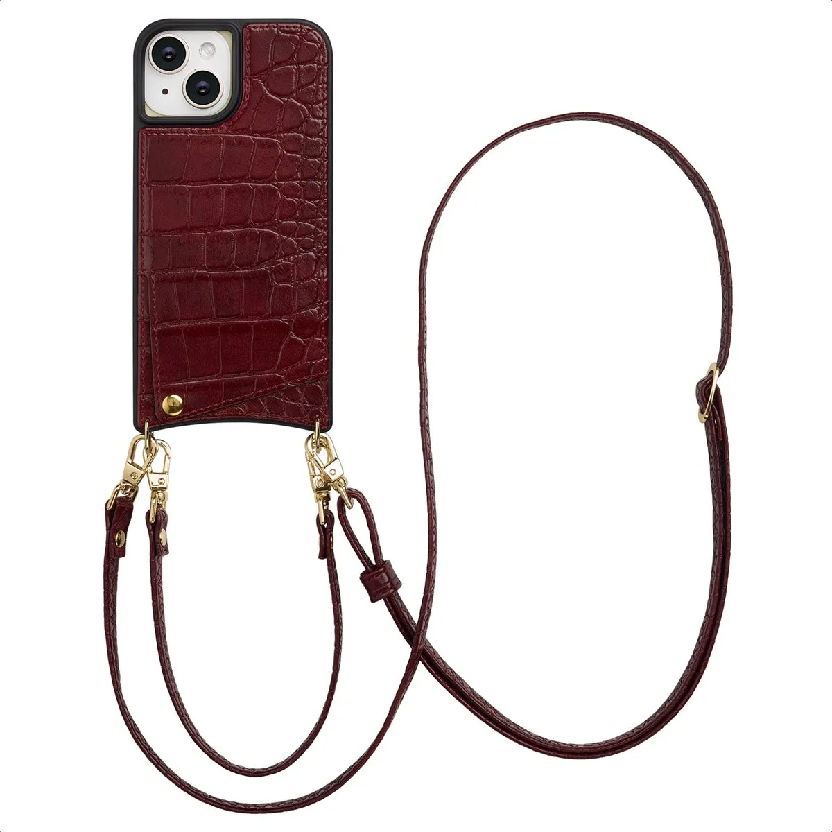 Selencia Hoesje iPhone 15 Croco Burgundy