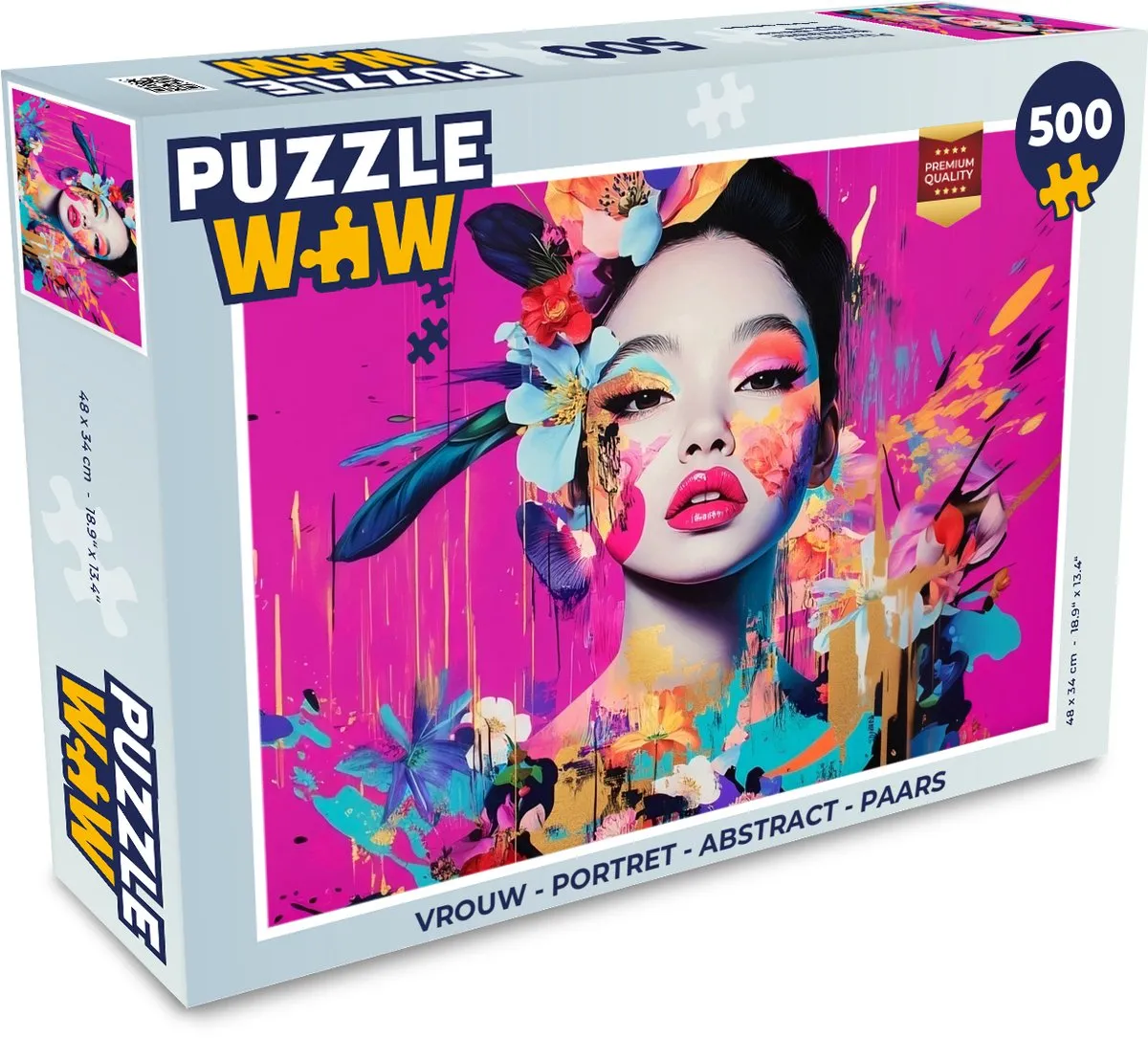 PuzzleWow Vrouw Portret Abstract Legpuzzel 500 Stuks - Paars