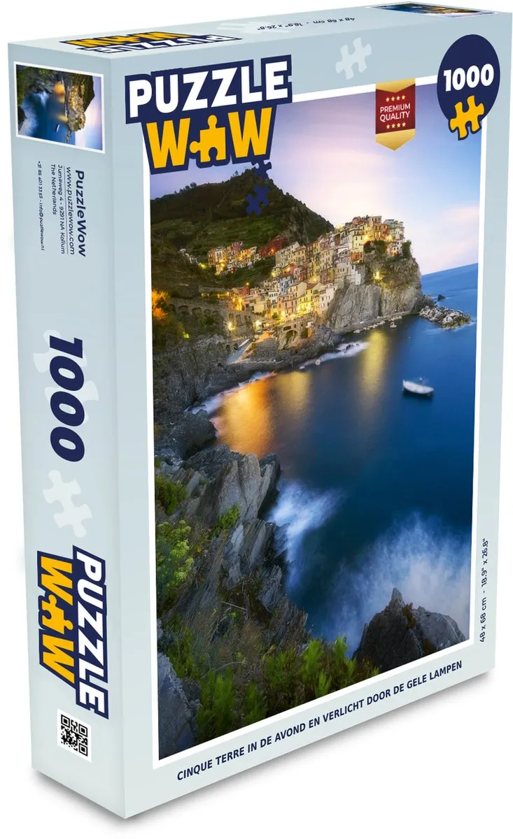 PuzzleWow Cinque Terre Legpuzzel 1000 Stuks - Multicolor