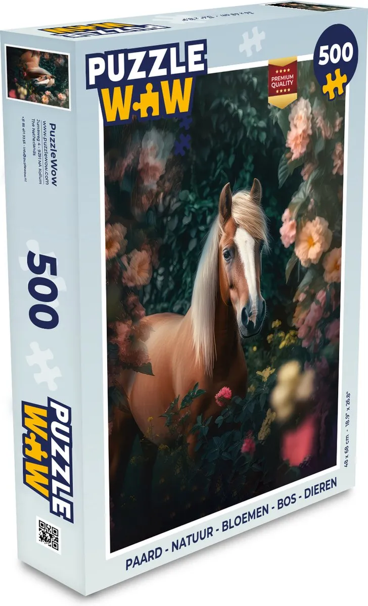 PuzzleWow Paard Natuur Bloemen Bos Dieren Legpuzzel 500 Stuks