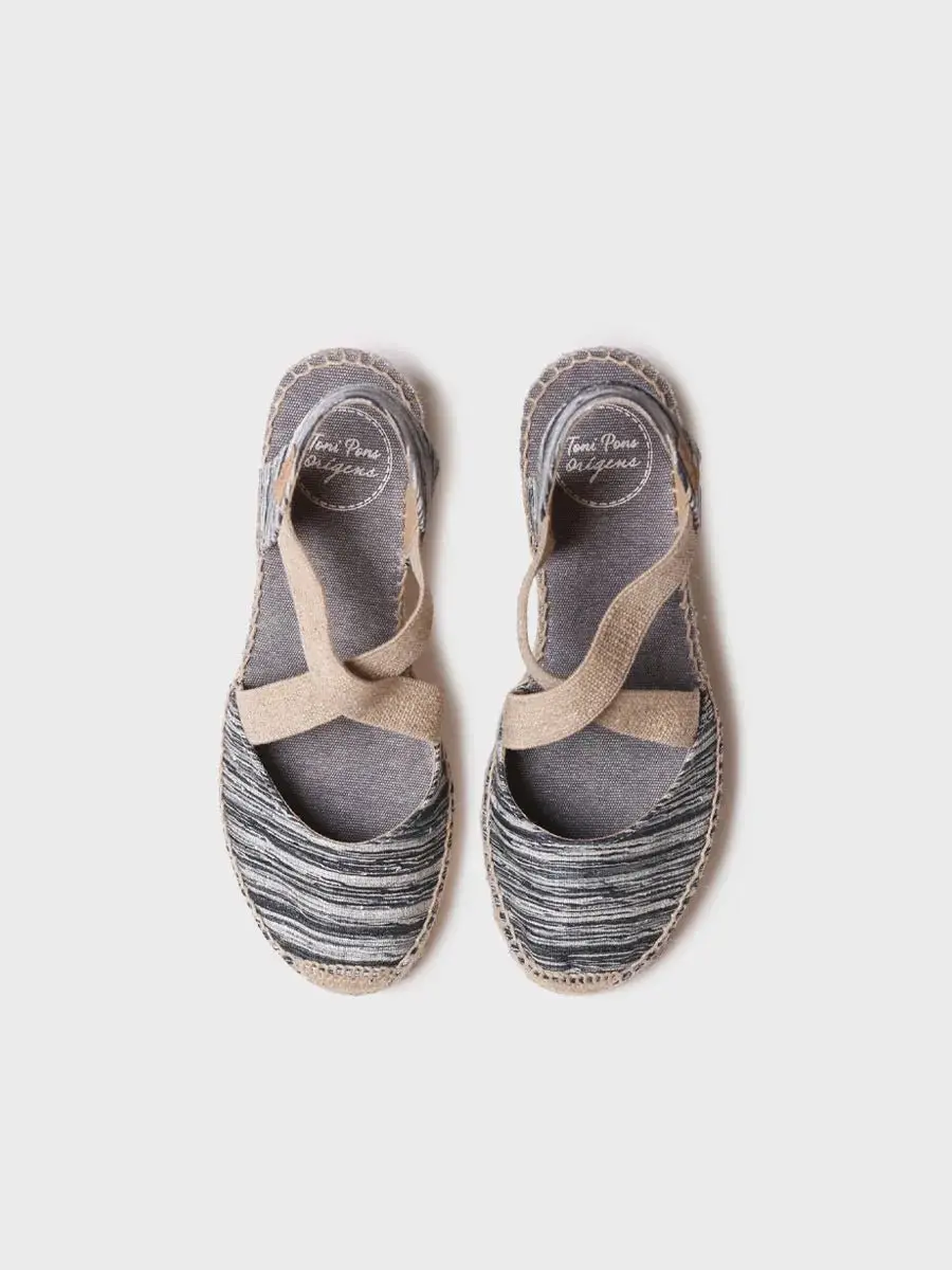 Dames espadrille met sleehak en gekruiste elastische bandjes