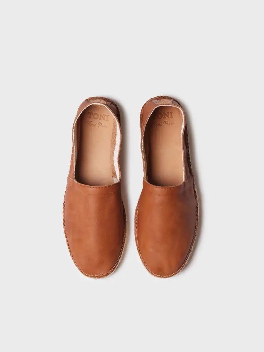 Gesloten espadrilles voor heren van leer met jutezool