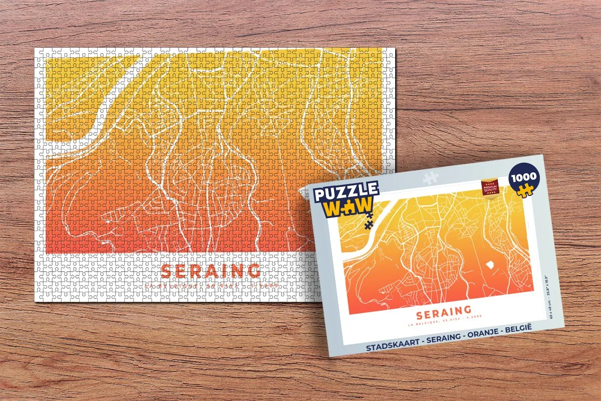 PuzzleWow Stadskaart Seraing Legpuzzel 1000 Stuks - Multicolor