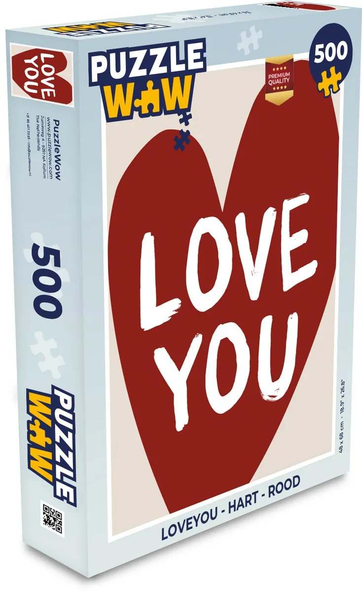 PuzzleWow Loveyou Hart Legpuzzel 500 Stuks - Rood