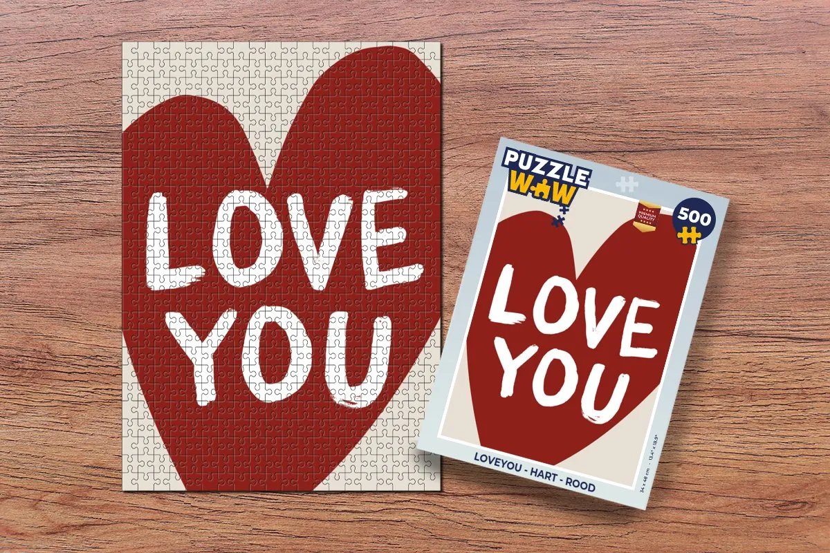 PuzzleWow Loveyou Hart Legpuzzel 500 Stuks - Rood