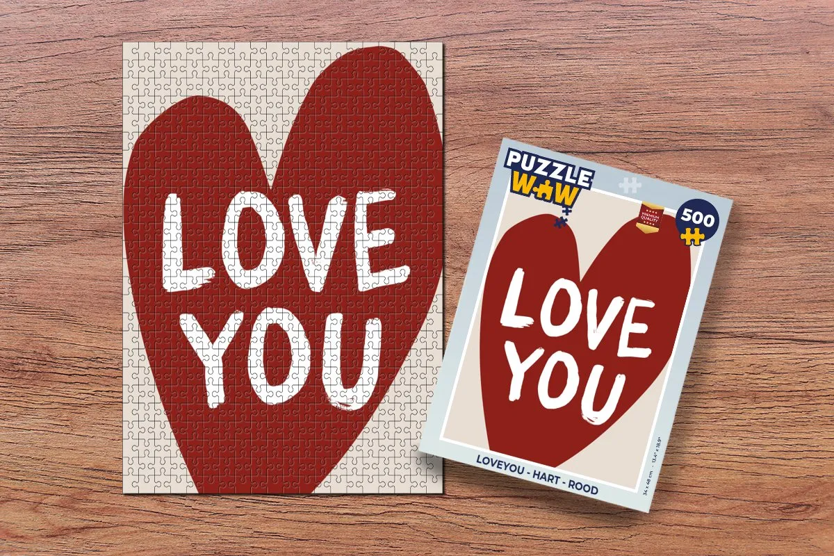 PuzzleWow Loveyou Hart Legpuzzel 500 Stuks - Rood