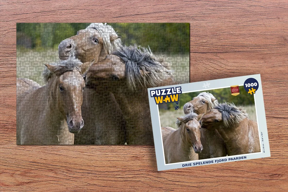 PuzzleWow Legpuzzel Drie Paarden 1000 Stuks - Multicolor