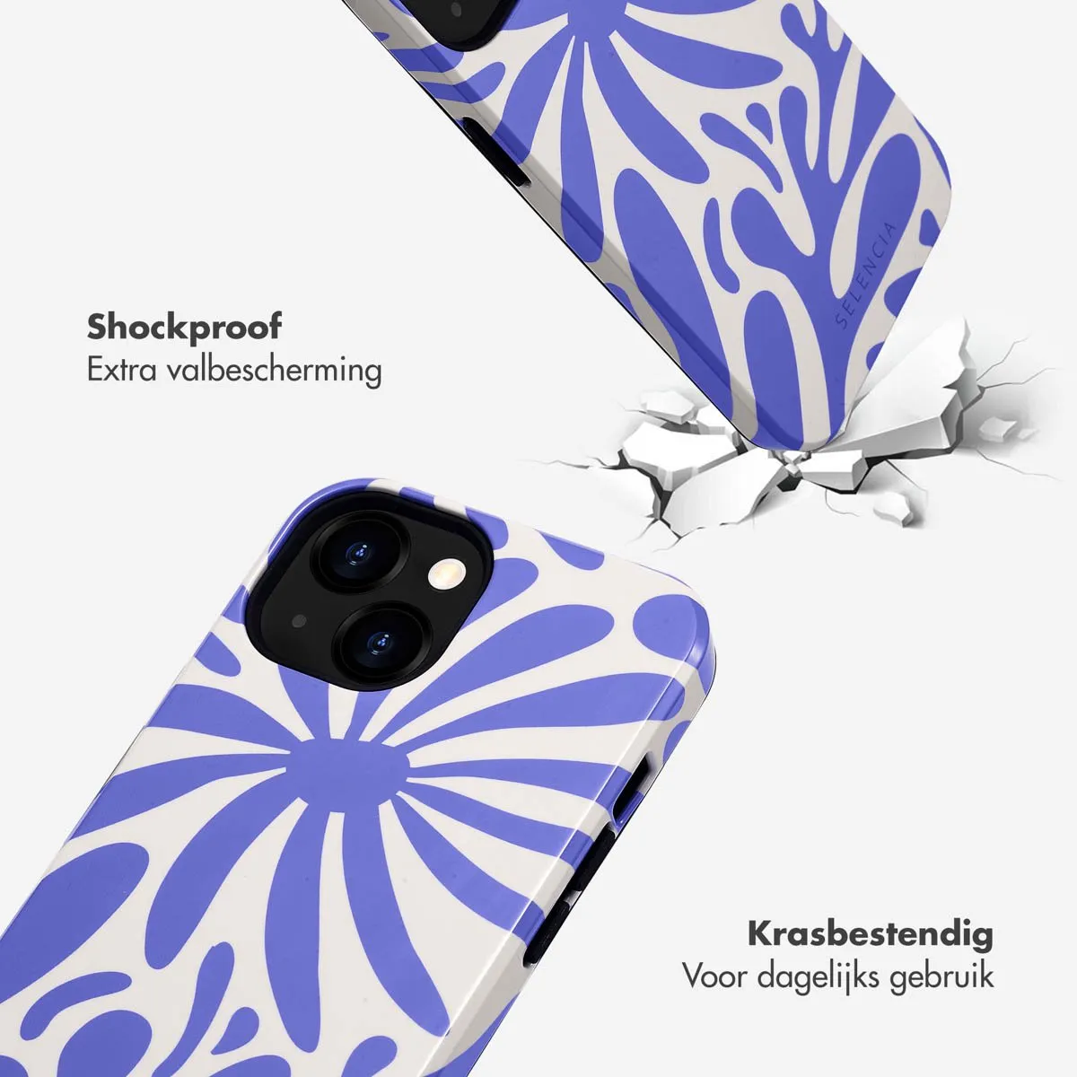 Selencia Hoesje iPhone 13 Modern Bloom Sapphire Blue