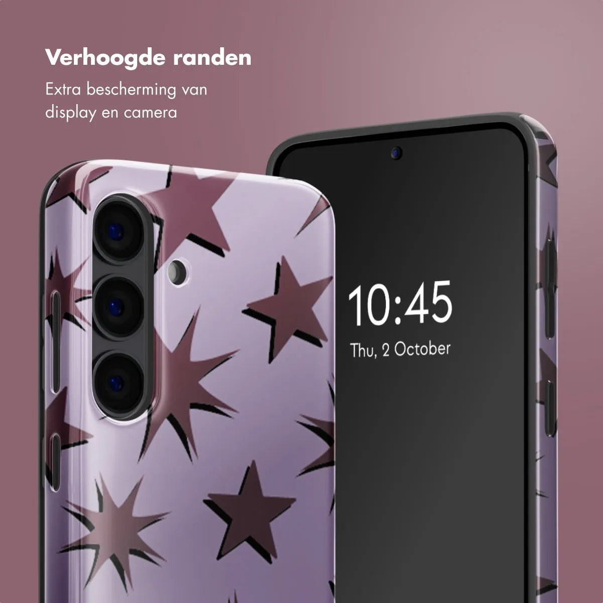 Selencia Hoesje Samsung Galaxy S24 Stars Plum Lilac
