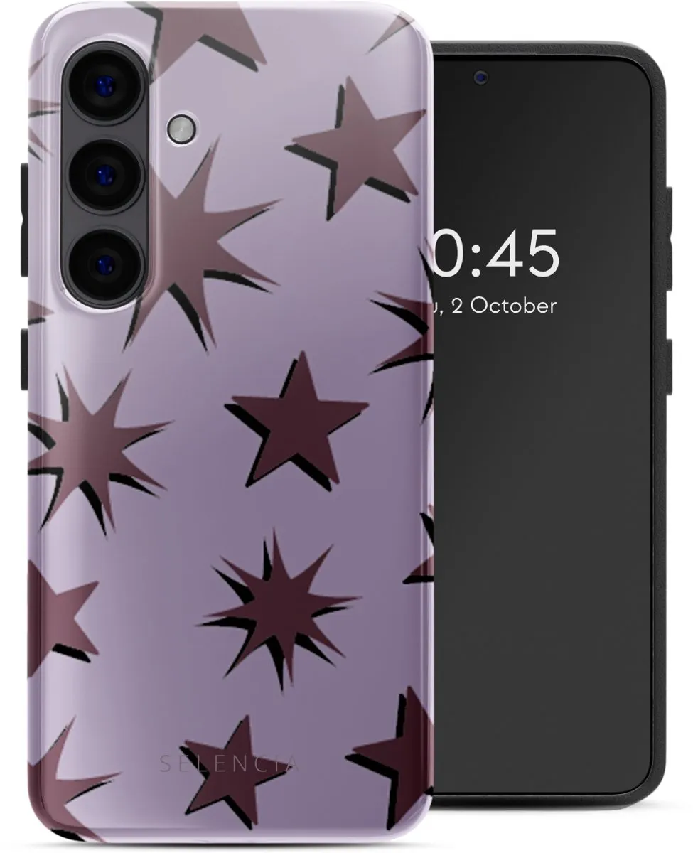 Selencia Hoesje Samsung Galaxy S24 Stars Plum Lilac