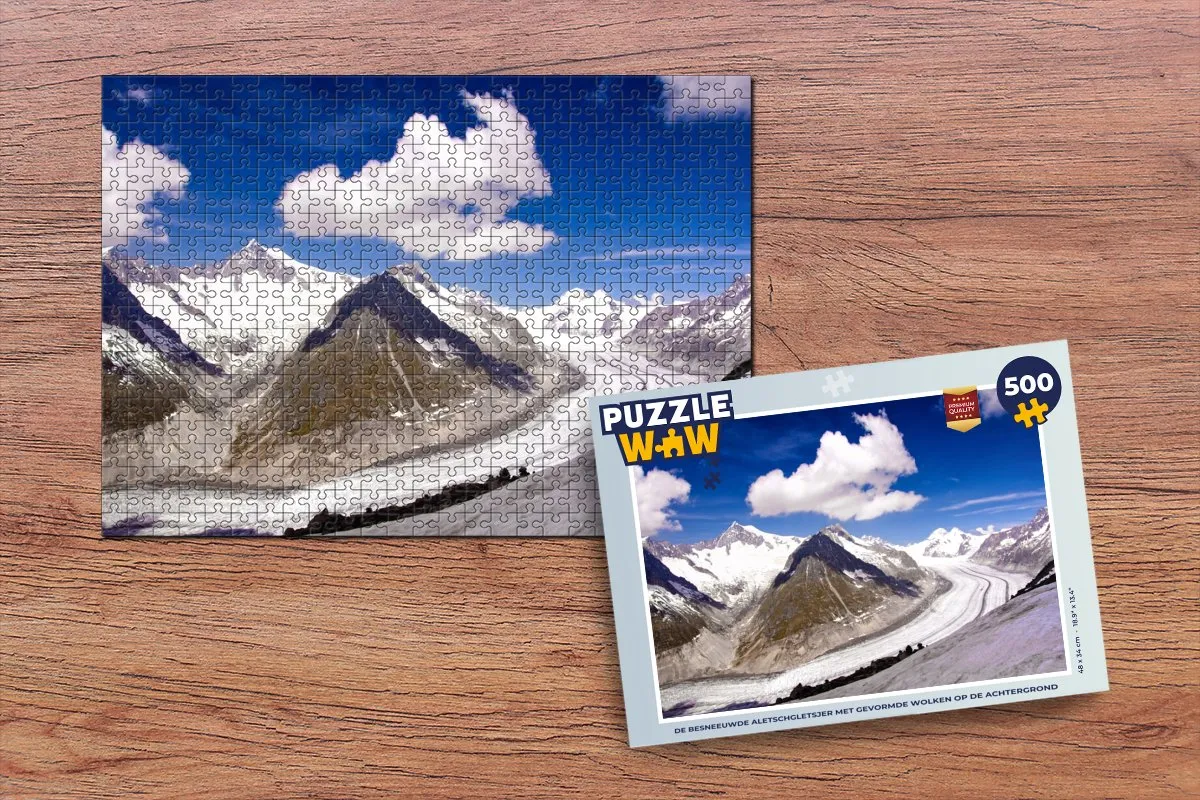PuzzleWow Legpuzzel De Besneeuwde Aletschgletsjer 500 Stuks - Multicolor