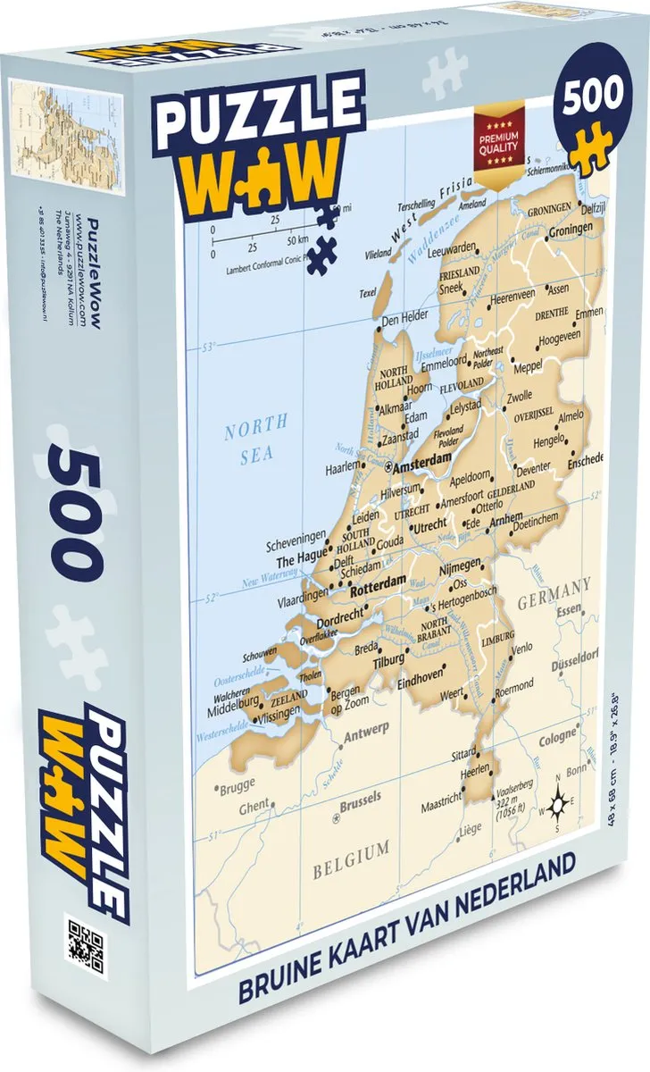 PuzzleWow Legpuzzel Nederland Kaart 500 Stuks