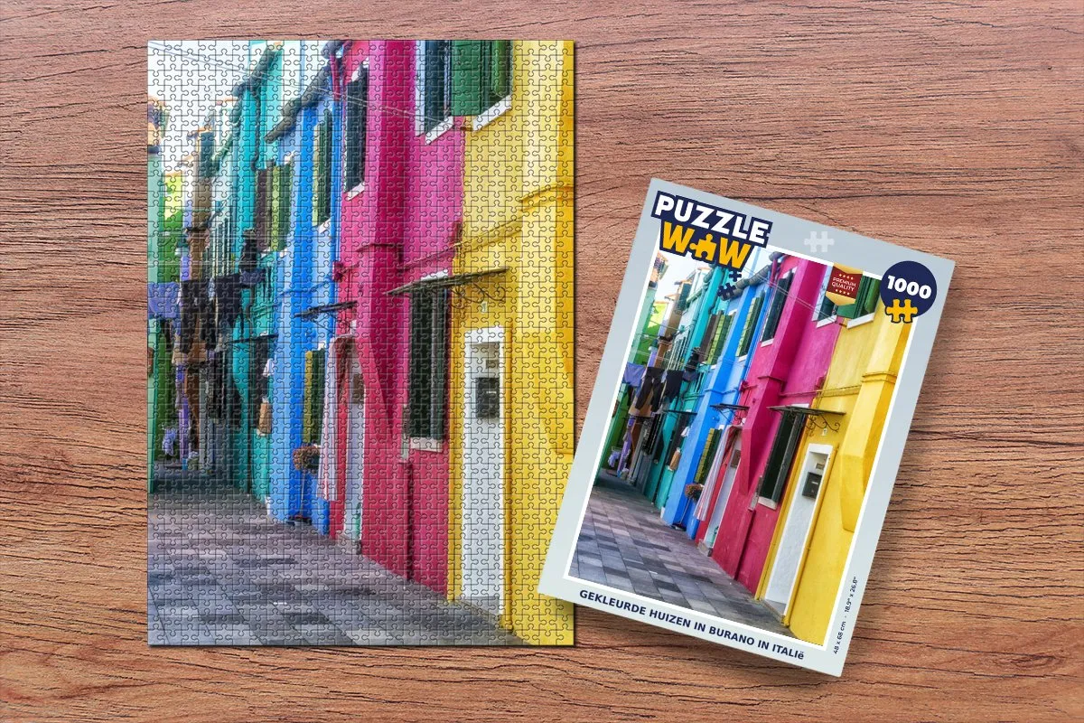 PuzzleWow Puzzel Gekleurde Huizen Burano Italië 1000 Stuks - Multicolor