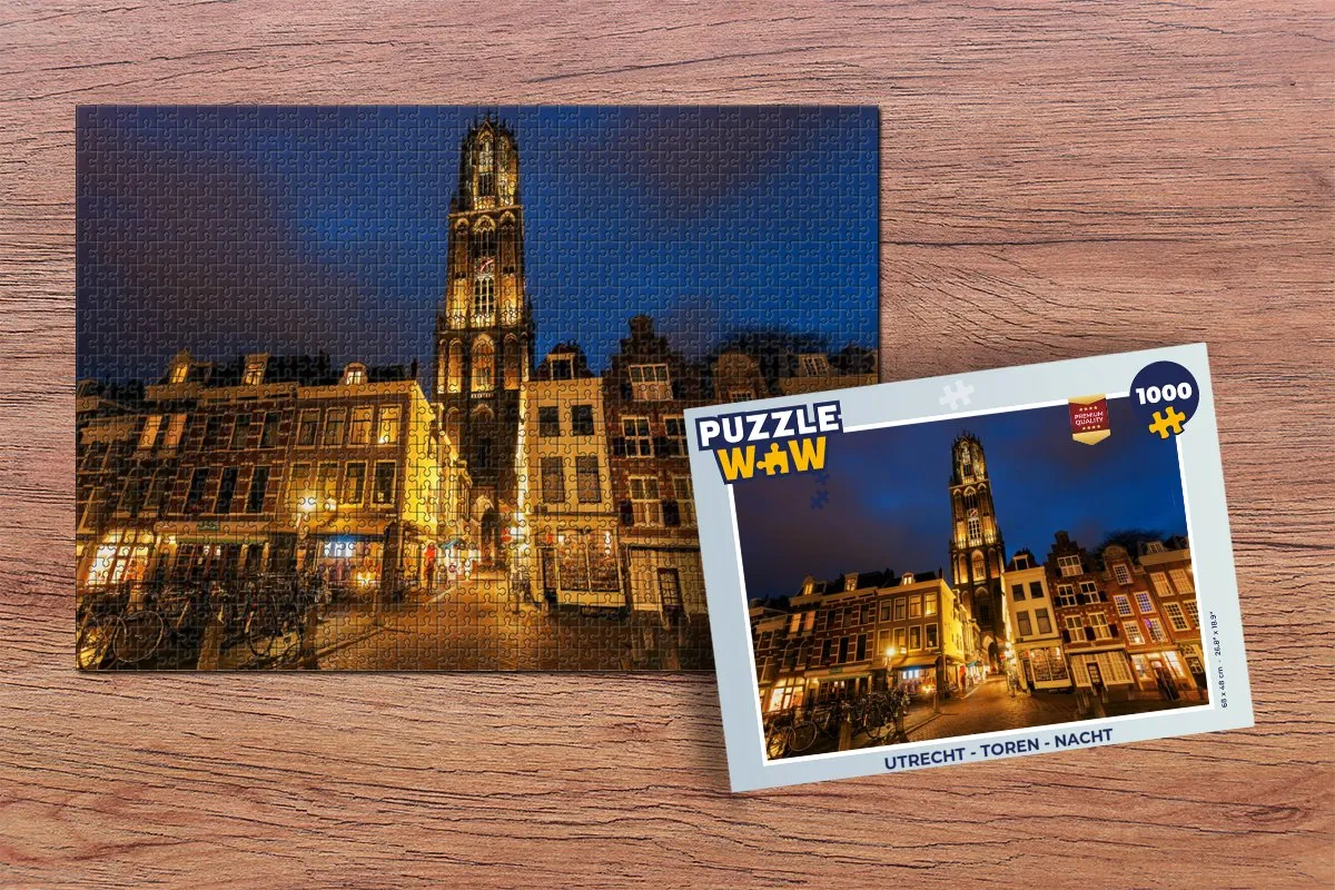 PuzzleWow Utrecht Toren Nacht Legpuzzel 1000 Stuks - Multicolor