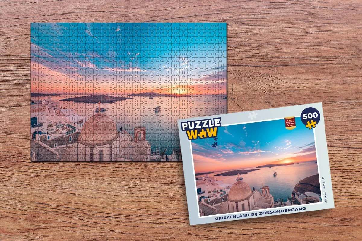 PuzzleWow Griekenland Huis Zon Legpuzzel 500 Stuks - Multicolor