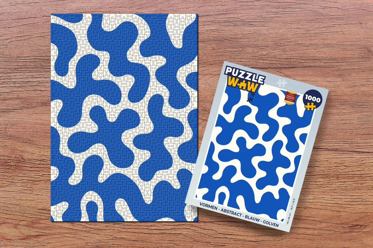 PuzzleWow Abstract Golven Legpuzzel 1000 Stukjes - Blauw
