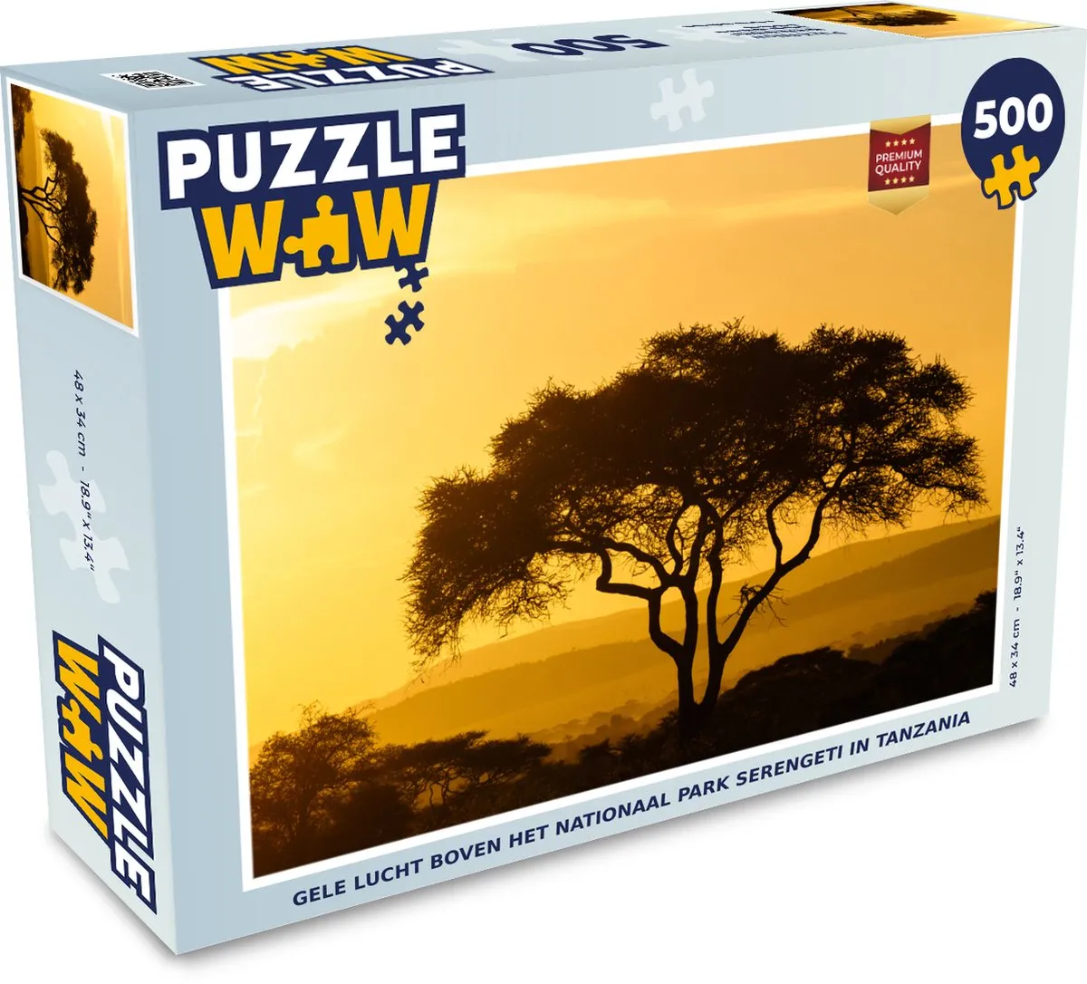 PuzzleWow Serengeti Lucht - Legpuzzel 500 Stuks - Multicolor