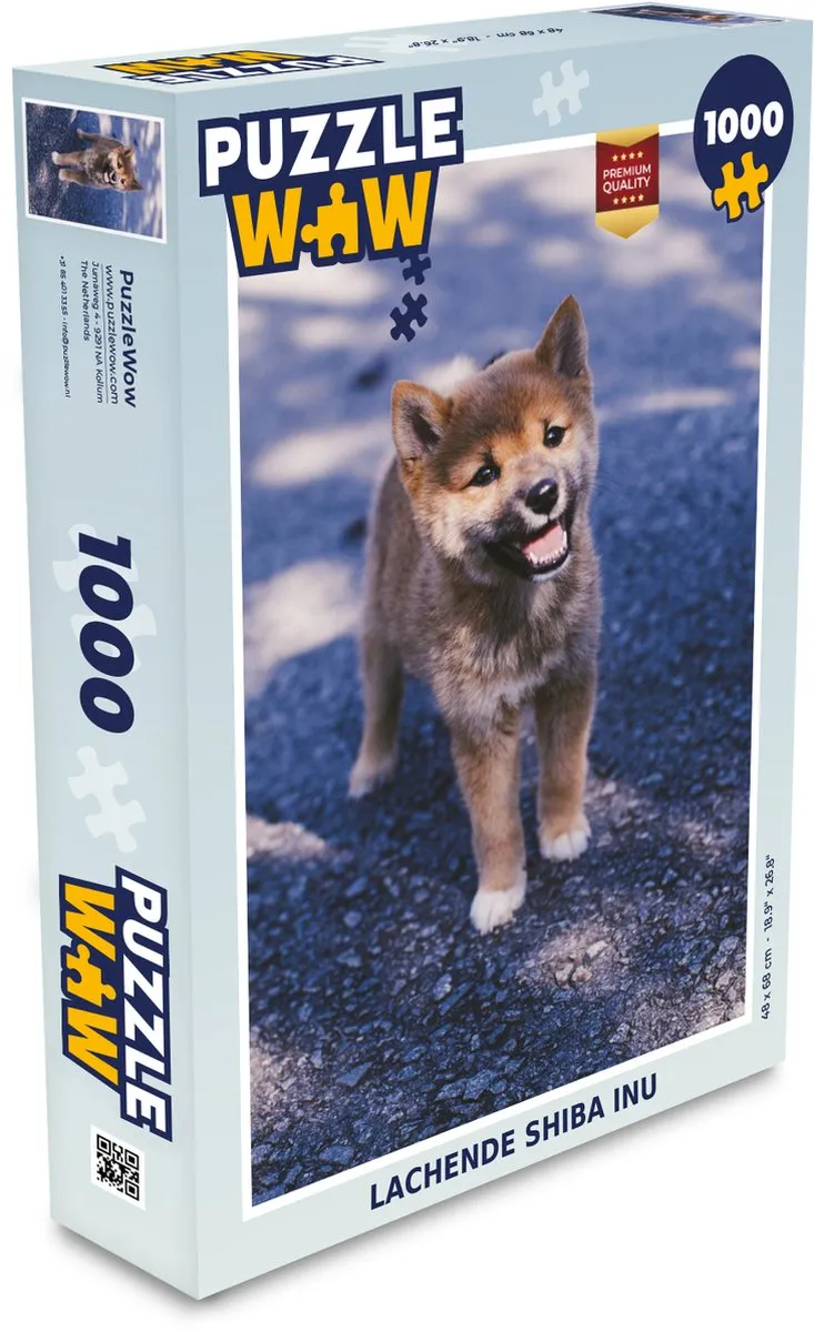PuzzleWow Lachende Shiba Inu Legpuzzel 1000 Stuks - Multicolor