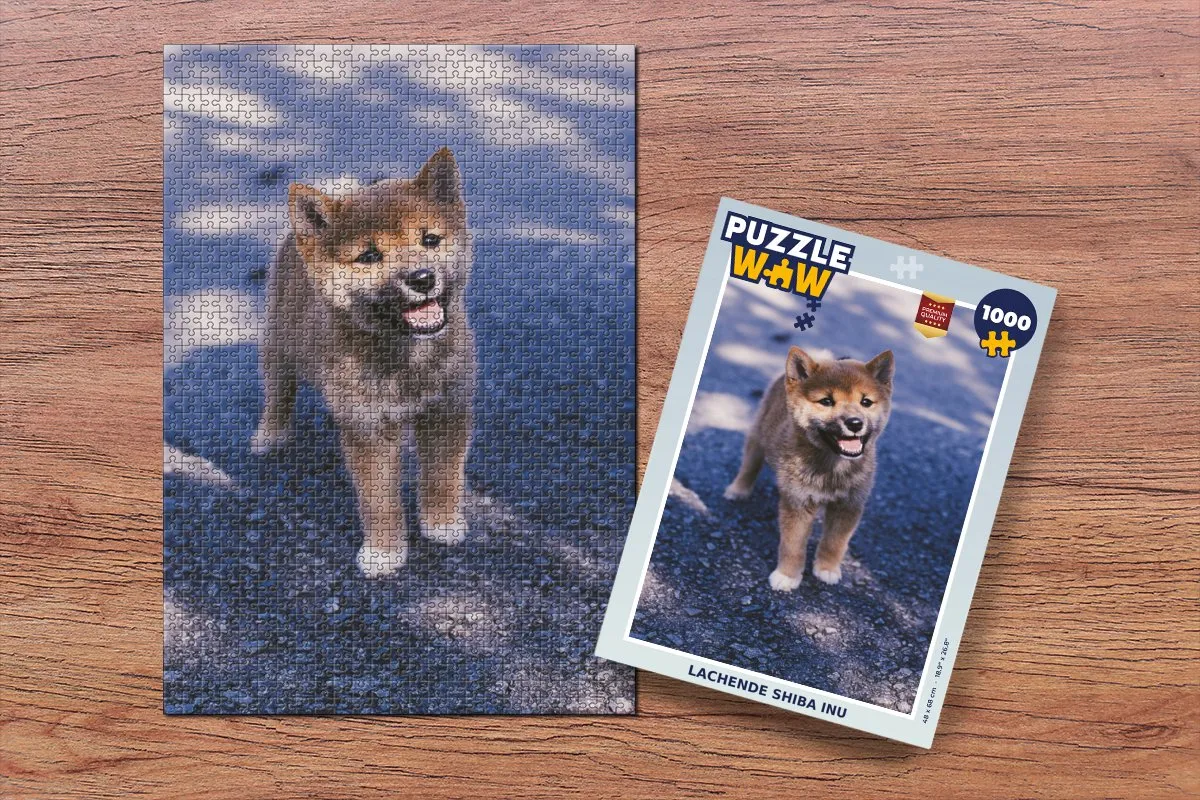 PuzzleWow Lachende Shiba Inu Legpuzzel 1000 Stuks - Multicolor