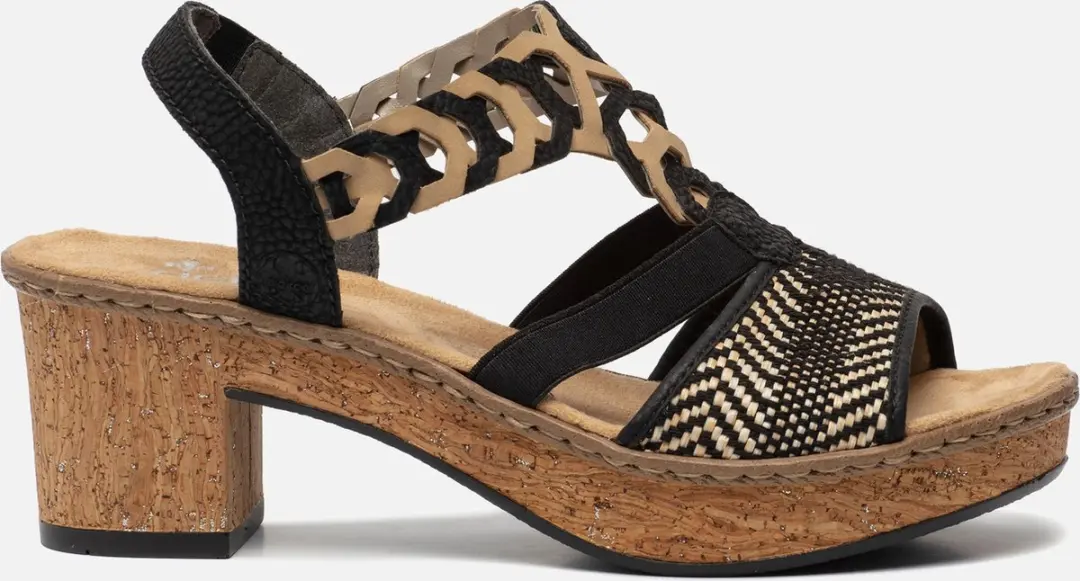 Rieker Sandalen met hak zwart Synthetisch