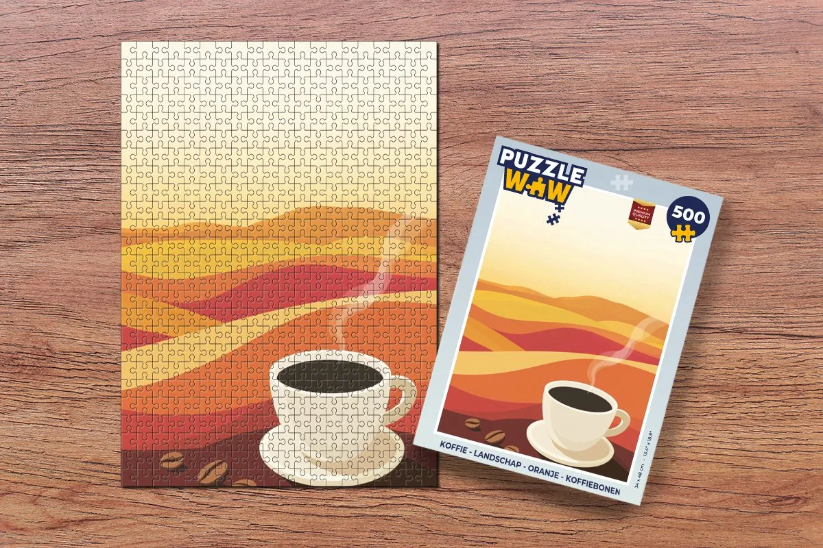 PuzzleWow Koffie Landschap Legpuzzel 500 Stuks - Oranje