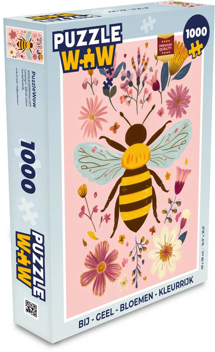 PuzzleWow Bij Bloemen Legpuzzel 1000 Stuks