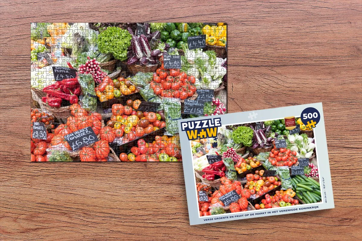 PuzzleWow Markt Fruitkisten Groente Legpuzzel 500 Stuks