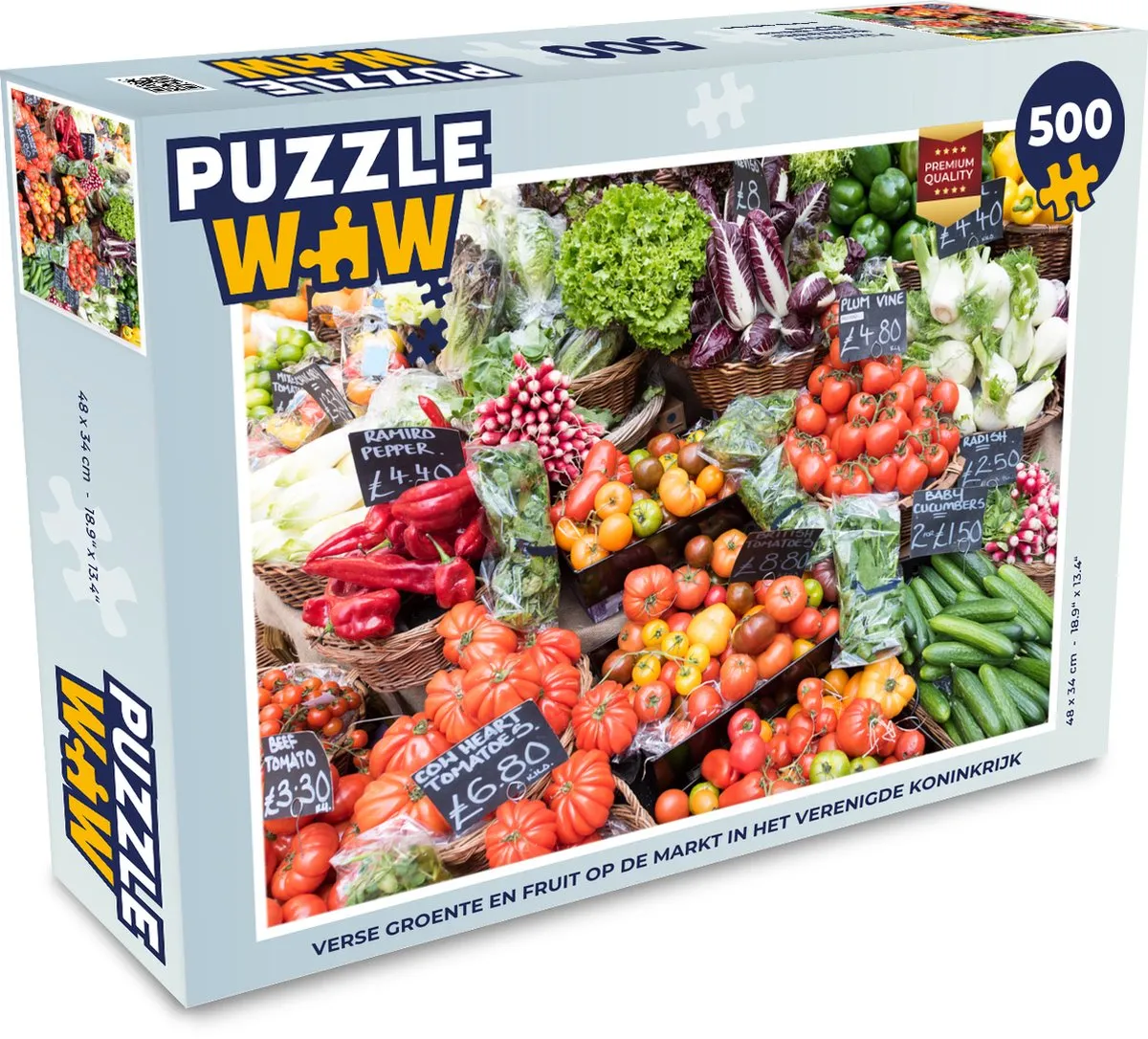 PuzzleWow Markt Fruitkisten Groente Legpuzzel 500 Stuks - Multicolor