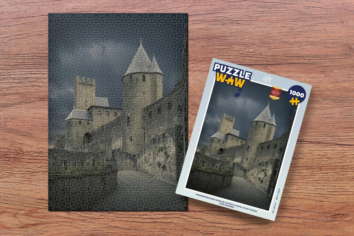 PuzzleWow Carcassonne Kasteel Storm Legpuzzel 1000 Stuks - Multicolor