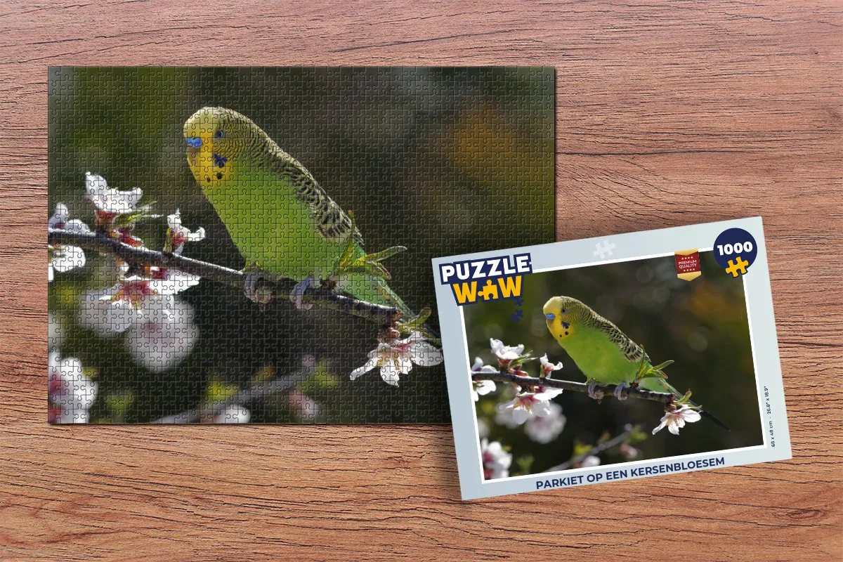PuzzleWow Puzzel Parkiet op een kersenbloesem - 1000 Stuks - Multicolor