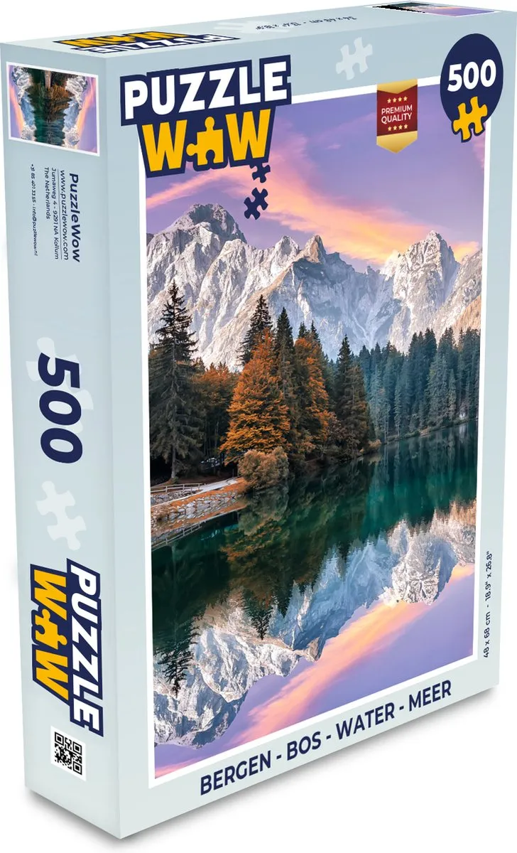 PuzzleWow Bergen Bos Water Lucht Legpuzzel 500 Stuks - Multicolor