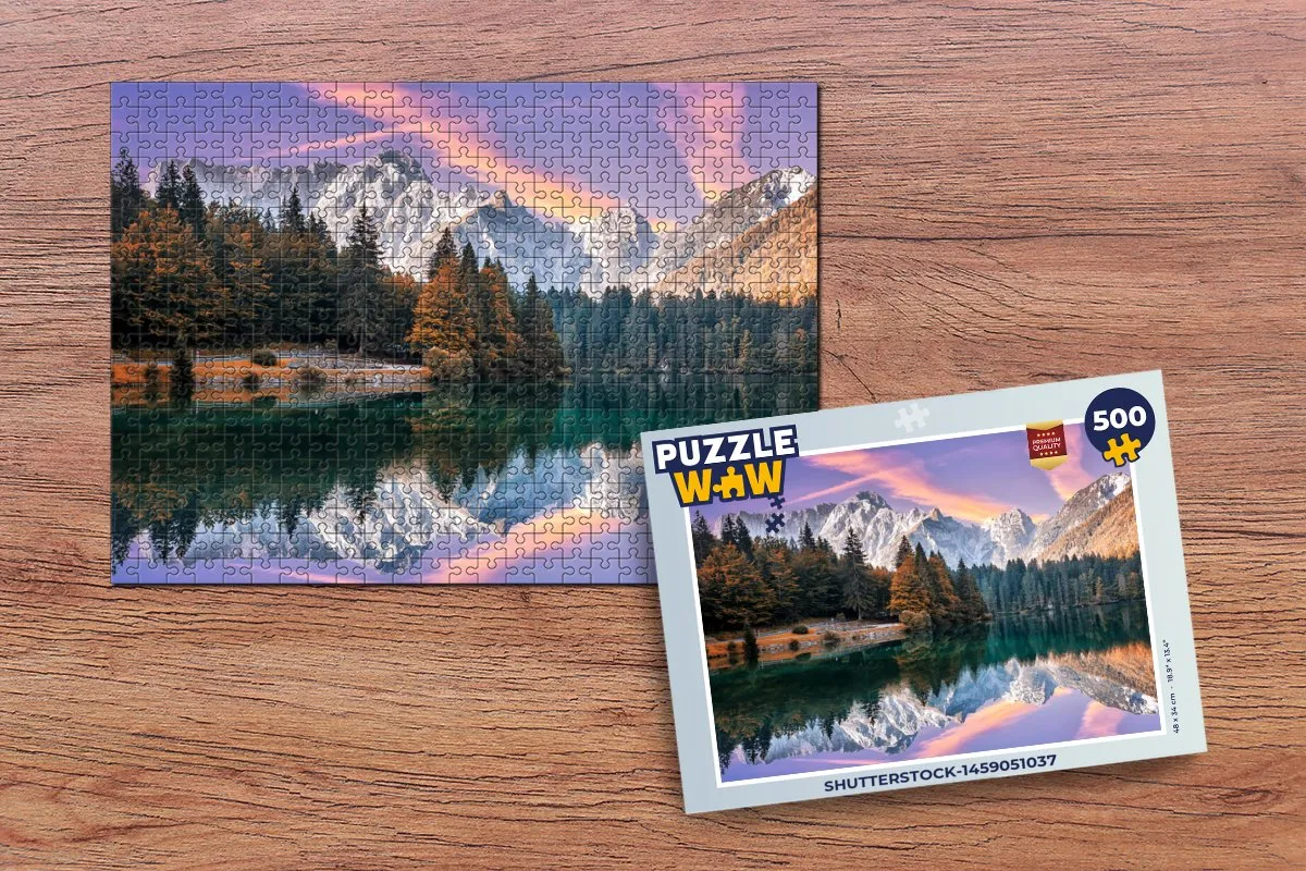 PuzzleWow Bergen Bos Water Lucht Legpuzzel 500 Stuks - Multicolor