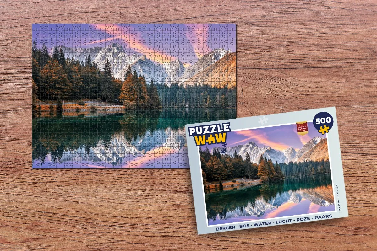 PuzzleWow Bergen Bos Water Lucht Legpuzzel 500 Stuks - Multicolor