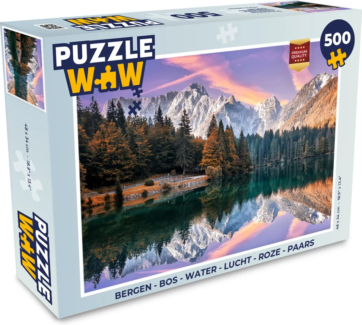 PuzzleWow Bergen Bos Water Lucht Legpuzzel 500 Stuks - Multicolor