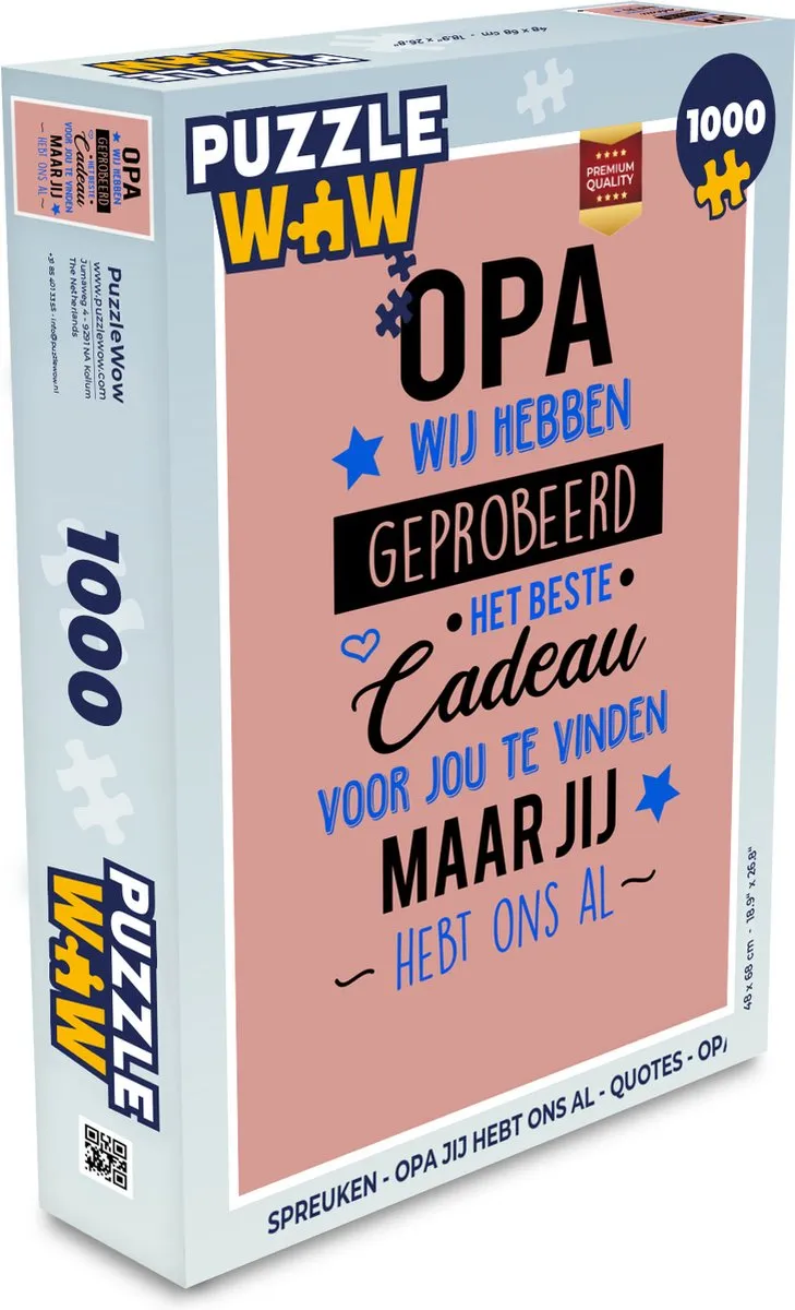 PuzzleWow Opa jij hebt ons al Legpuzzel 1000 Stuks - Multicolor